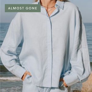 DAILY DRILLS LINEN TOP IN PACIFIC!